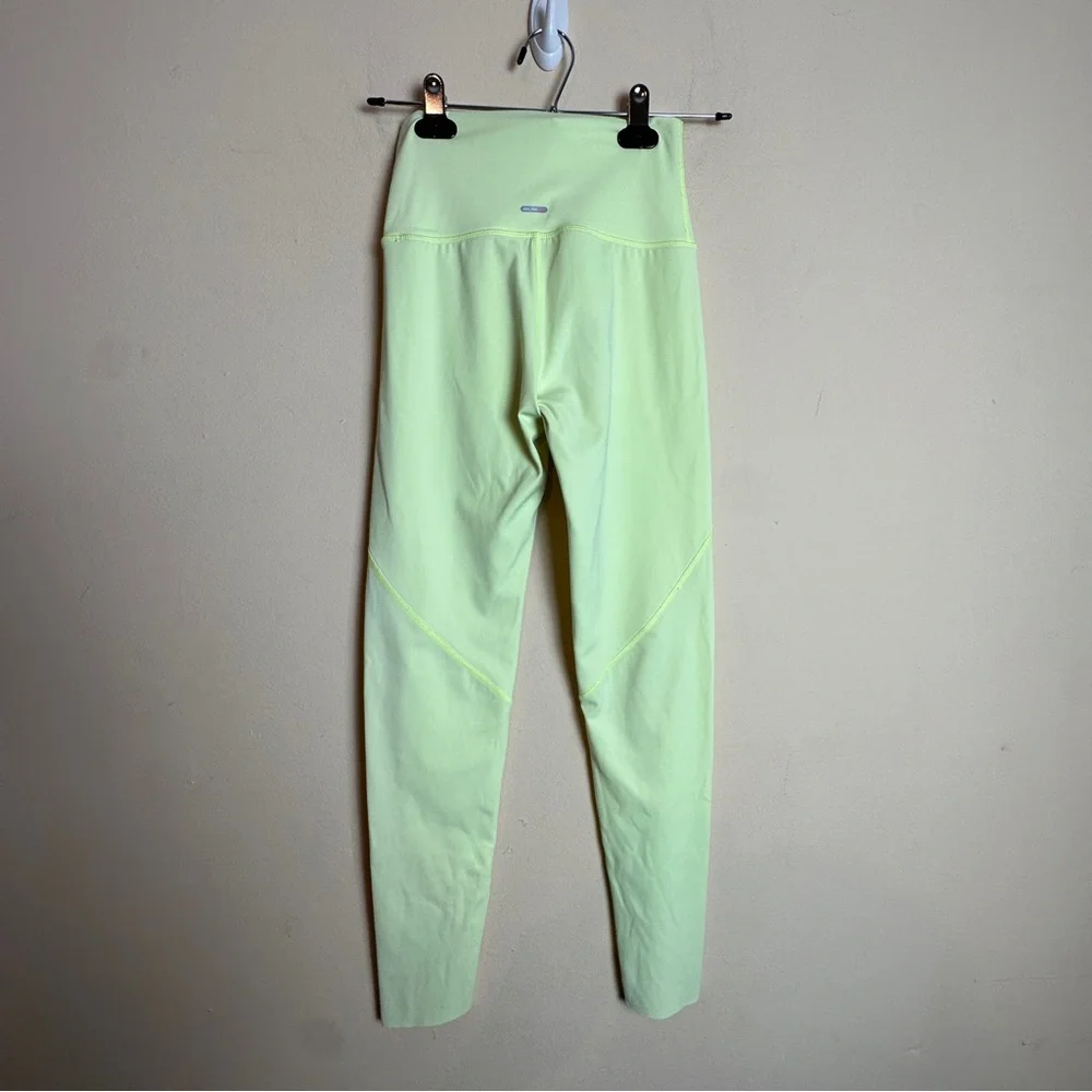 Aerie Neon Yellow Green High Rise Raw Hem Full Length Leggings Womens Size Small - Picture 7 of 16